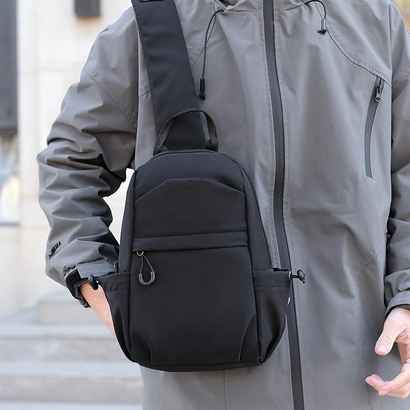 Casual men's breast bag simple shoulder messenger bag multi-functional leisure sports small backpack fashion trend messenger bag