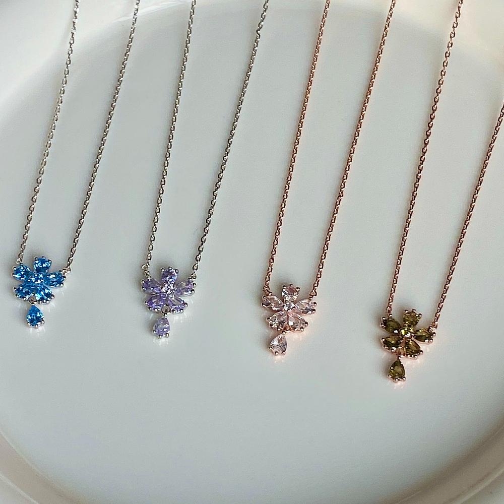 Monograph Callia Necklace Mgnl0395 14K Gold Plated (Rose Gold + Green Cubic Zirconia)