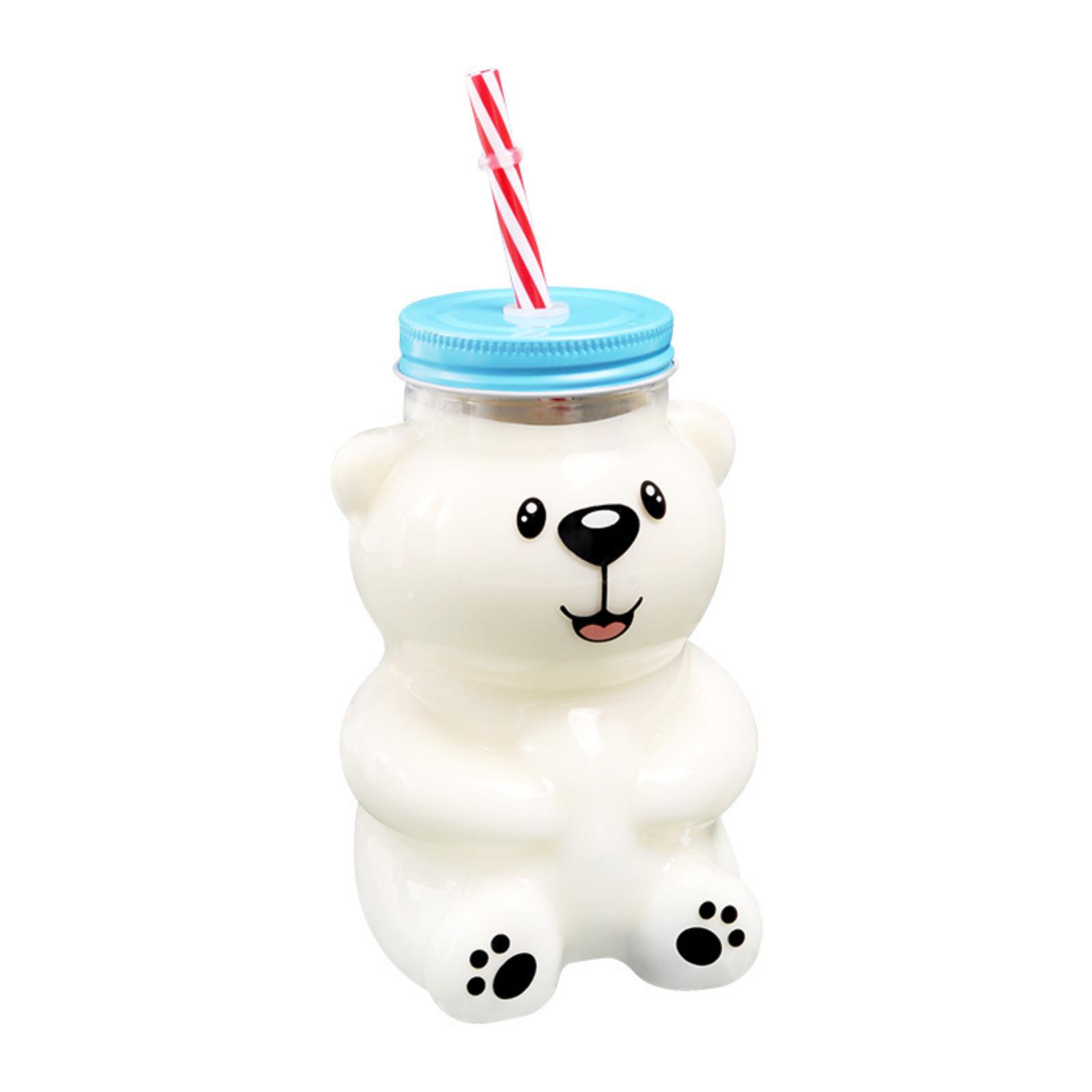 

Cartoon Bear Straw Cup - Heat-Resistant Glass Cup For Kids, Cute Cartoon Bear Glass Juice & Milk Straw Cup One Size