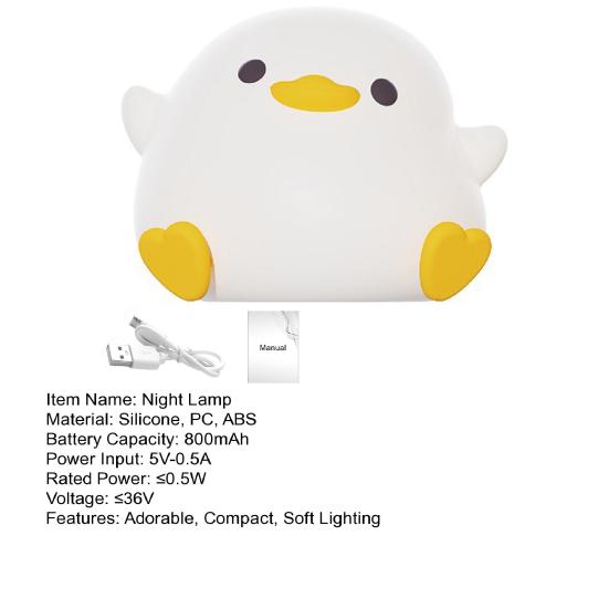 Cartoon Duck Night Lamp with Touch Sensor Flicker-Free Eye Protection Rechargeable Table