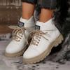 Women's Autumn-Winter Lace-Up Side-Zip Thick-Soled Short Martin Boots, British Fashionable Style, Available In Large Sizes.