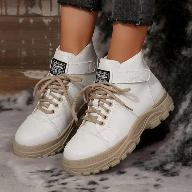 Women's Autumn-Winter Lace-Up Side-Zip Thick-Soled Short Martin Boots, British Fashionable Style, Available In Large Sizes.