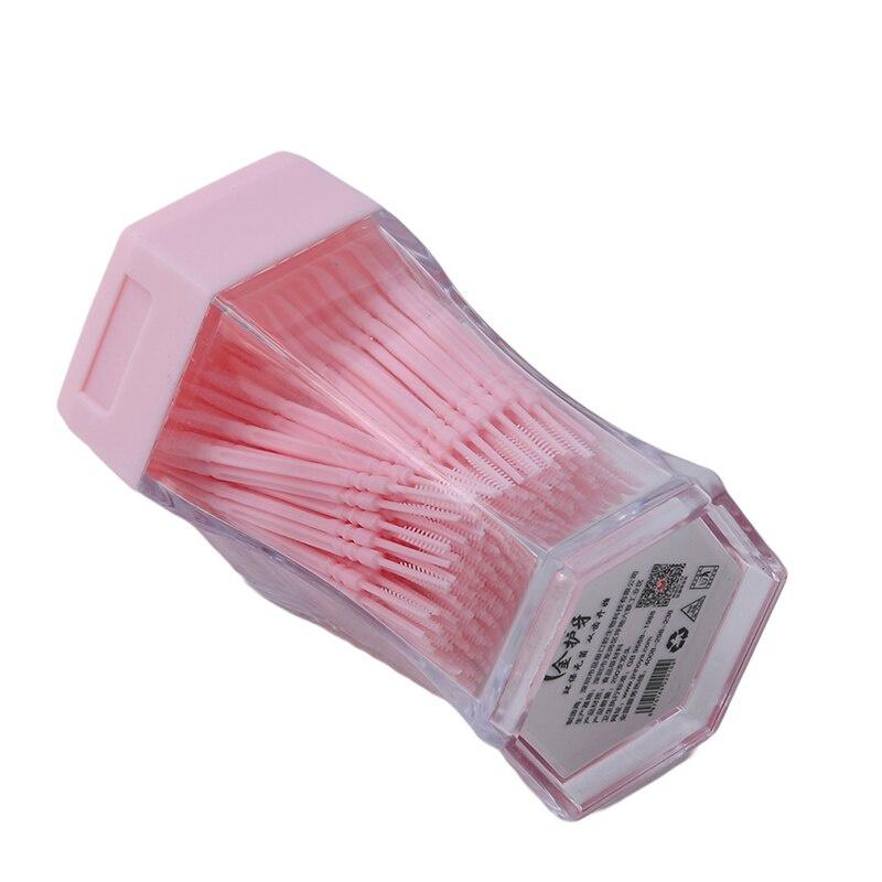 200pcs/set 6.2cm Soft Plastic Double Head Brush Toothpick Oral Care Interdental Brush Toothbrush