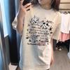 Camiseta de Algodão de Desenho Animado Oversized de Manga Curta para Mulheres - Estilo Chic de Verão de Hong Kong