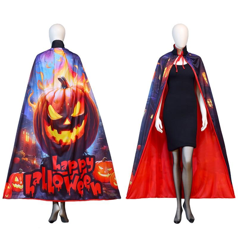 Halloween Masquerade Cape Adult Unisex Printed Long Robe Witch Shawl Cosplay Costume Party Prop