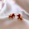 Silver Needle Year of the Horse Diamond Inlaid Horse Earrings - Retro, Elegant, High-End, Versatile Studs