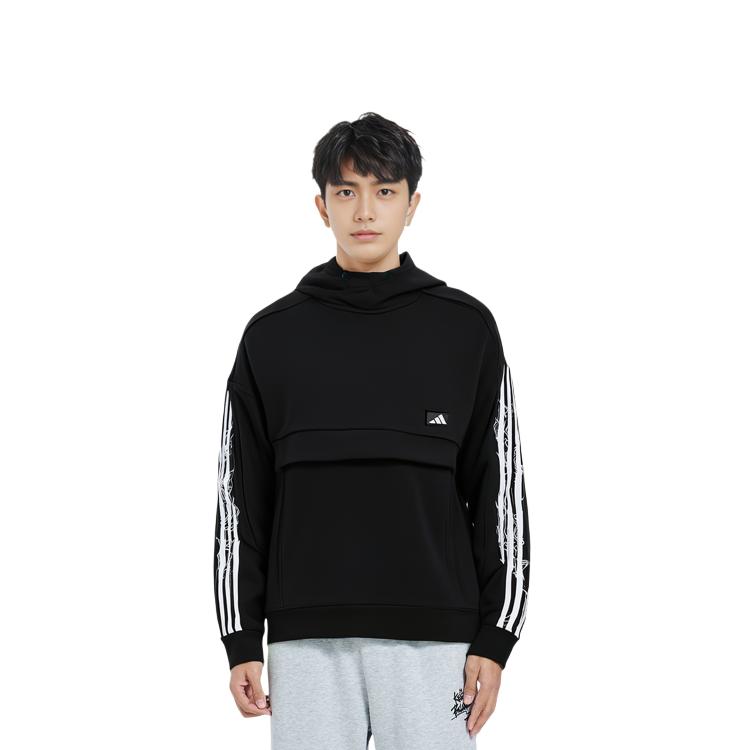adidas Sweatshirts Men's Black Hooded Moderate Regular GM4433