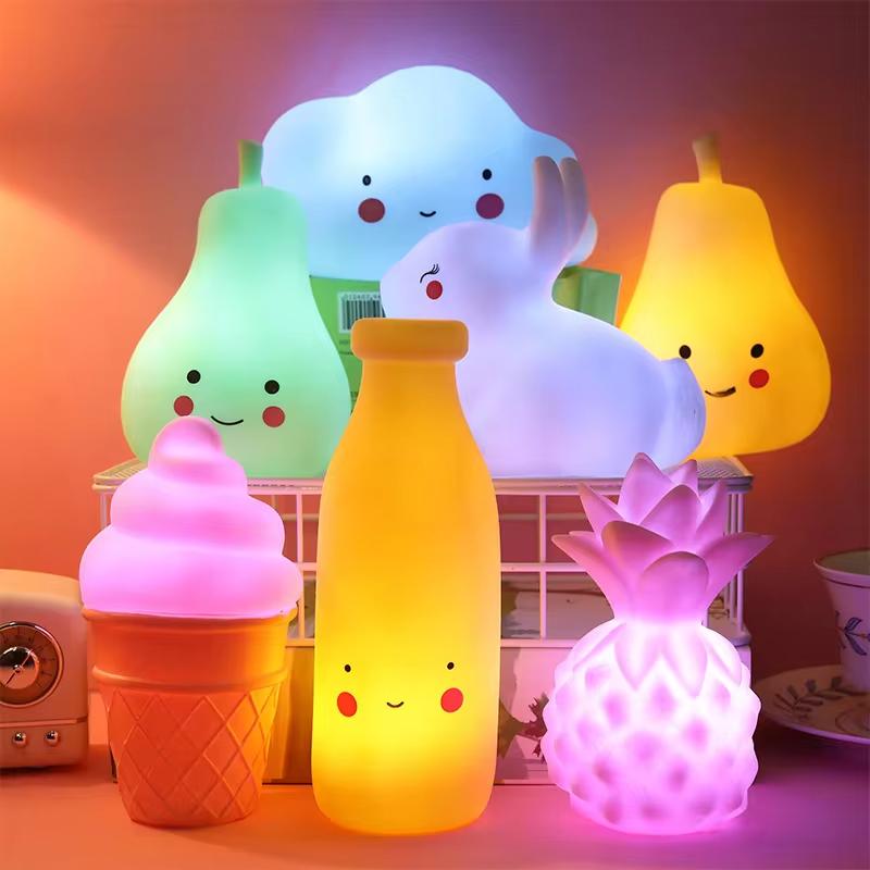 Led Night Light Cute Gift Lovely Table Lamp White Creative Desk Minimalist Battery Switch For Home Decoration Atmosphere Girl