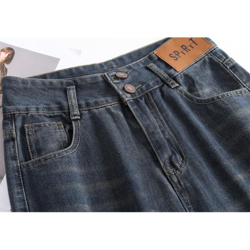 Harlan Jeans mit hoher Taille für Damen Herbst Retro Birnenförmiges Design mit einer schlanken Baggy Rüben-Daddy-Hose