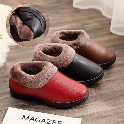 Winter Women's Snow Warm Short Tube Flat-bottomed Home Soft-soled Slippers Plus Velvet Non-slip Cotton Shoes