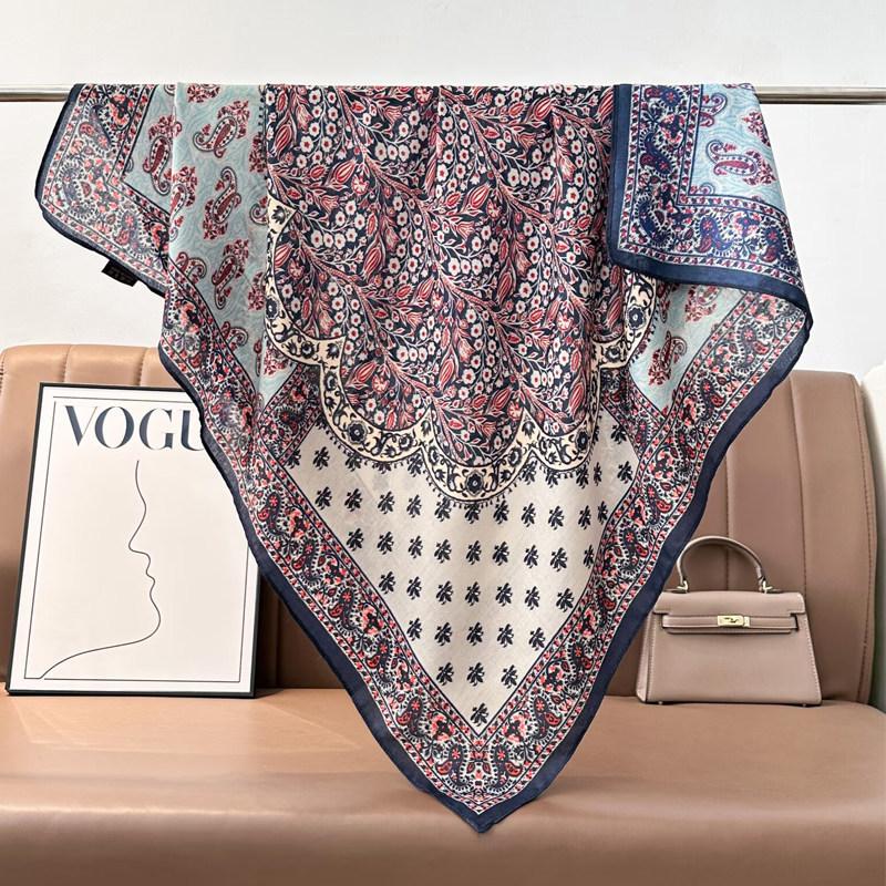 Chinese Style Peony Velvet Square Scarf 91 Women's Spring and Autumn Silk Scarf Shawl Two-color Different-faced Scarf Mother Gift