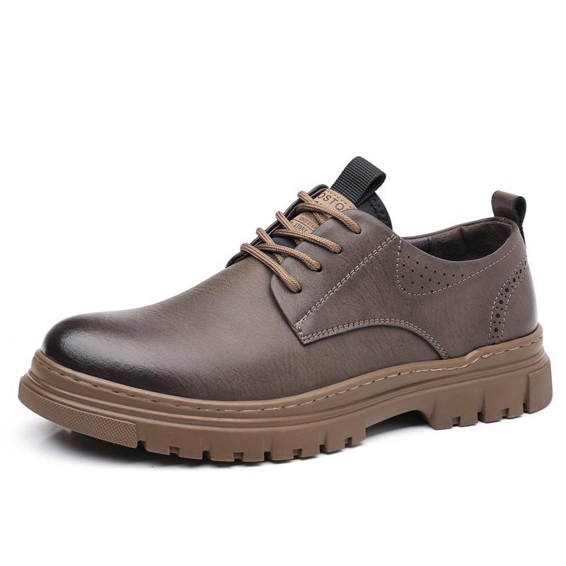 Fashion Men's Casual Vintage Shoes 2025 Autumn Hong Kong Style Thick Bottom Korean British Trendy Work Shoes One Piece Shoes