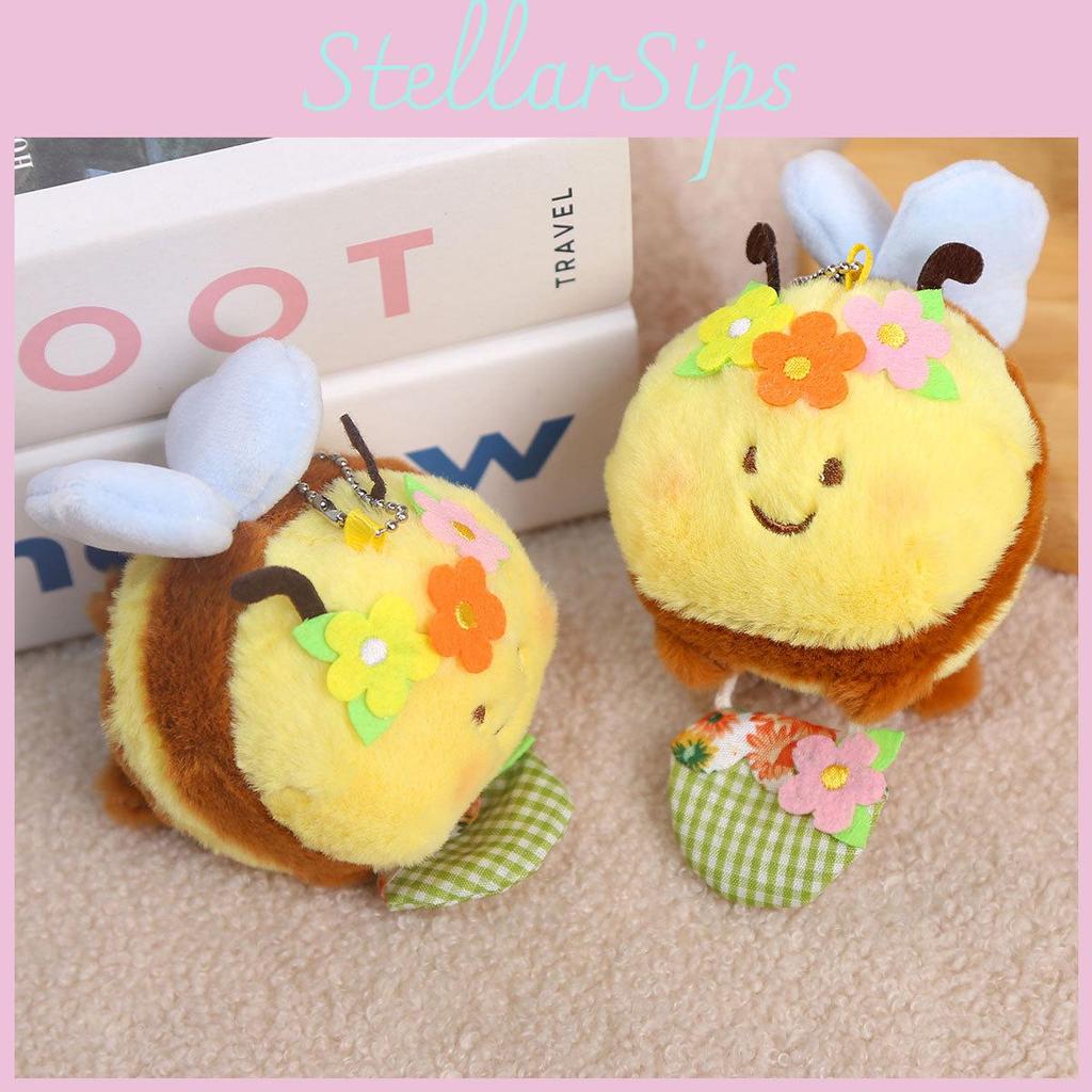 Animal Plush Bee Charm With Flower And Checkered Basket Decoration Kids For