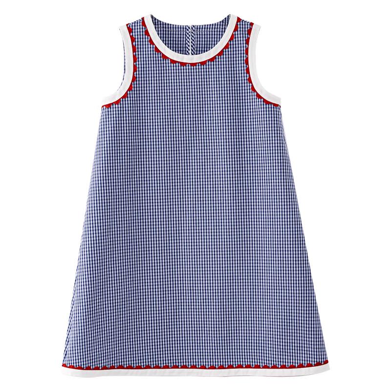 Girls Summer Thin Cotton Plaid Vest Dress 140