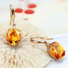 Best-Selling Women's Earrings with 8.0 Carat Imitation Yellow Crystal Gemstone Ear Hooks