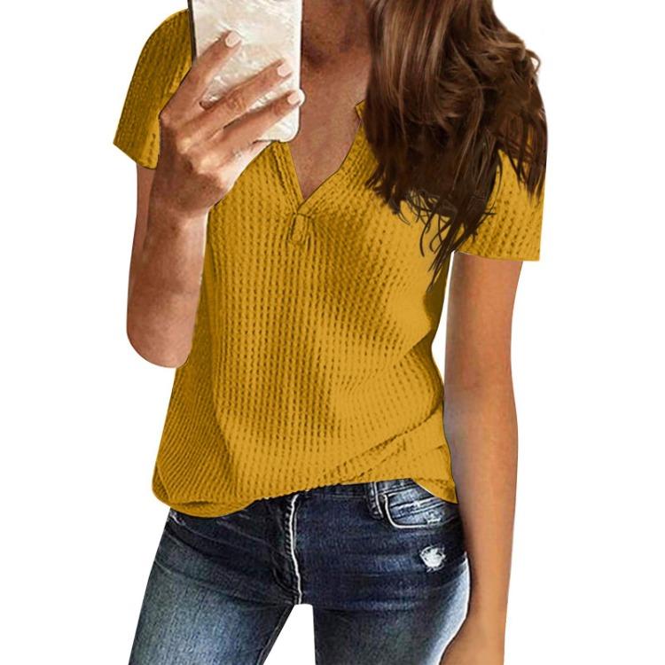Women Casual Loose V Neck Short Sleeve Top Medium Long New Spring Summer