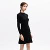 Small Fashion Slim Fit Ruffled Versatile Small Black Dress 2025 Spring & Fall New Arrival Minimalist Long Sleeve Base Dress