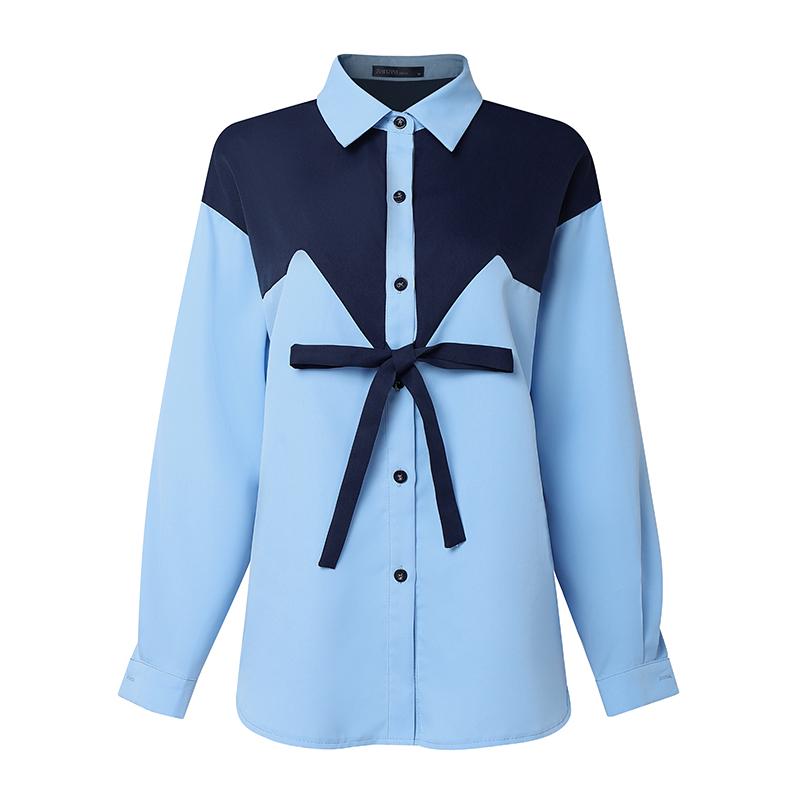 

Жіноча блузка з довгим рукавом і відкладним коміром ZANZEA з повсякденним одягом у стилі печворк S