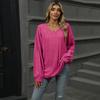 Autumn and Winter V-neck Loose Casual Long Sleeved T-shirt Women Fashion Elegant Simple New Solid Color Top Office Shirt Women's Clothing