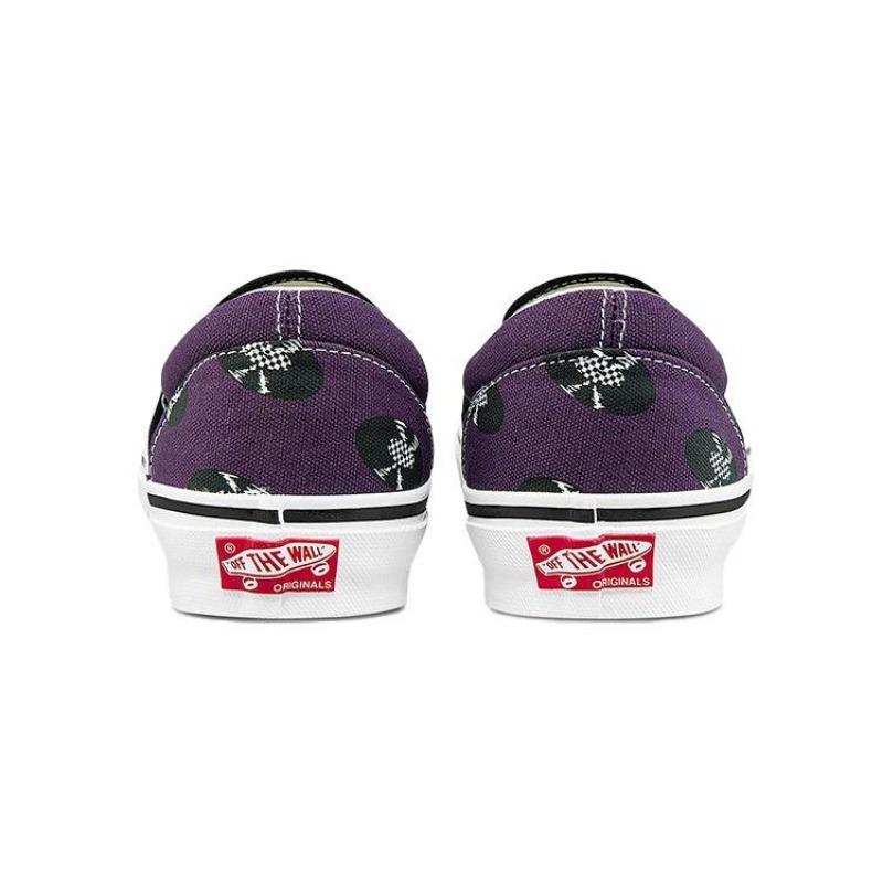Vans × Wacko Maria Classic Slip-On LX Canvas Printed Low-Top Unisex Skate Shoes Purple VN0A45JK596