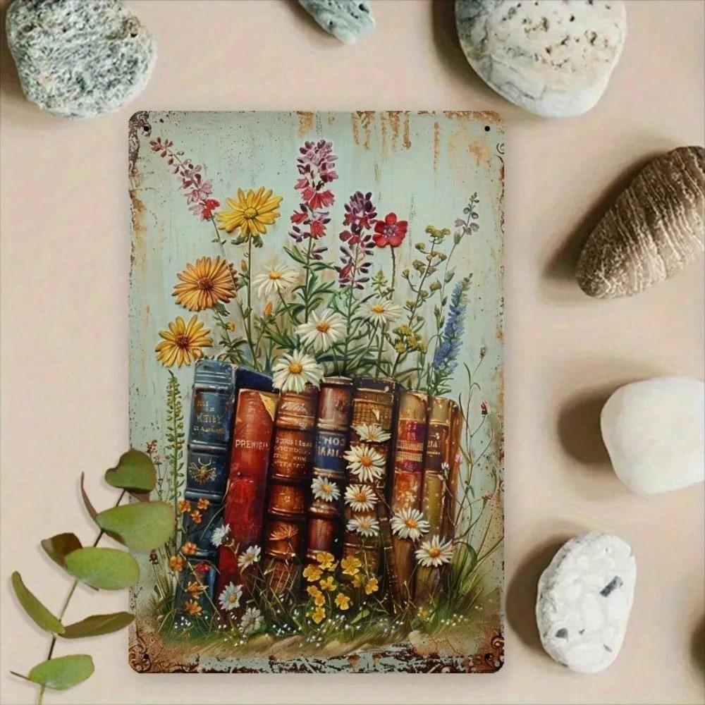 Vintage Rustic Blooms Metal Wall Art 8x12 Inch Farmhouse Iron Plaque For Study Living Room Decor