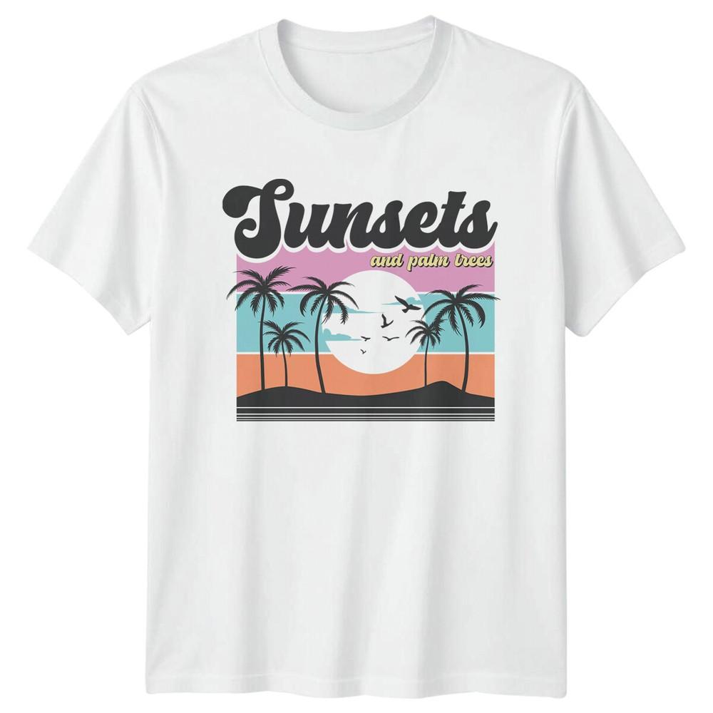 Sunsets And Palm Trees Retro Summer TShirt S