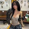Women's 2026 Spring Sexy V-Neck Bandeau Top - French Leopard Print Camisole, New Arrival Fashion for Hot Girls