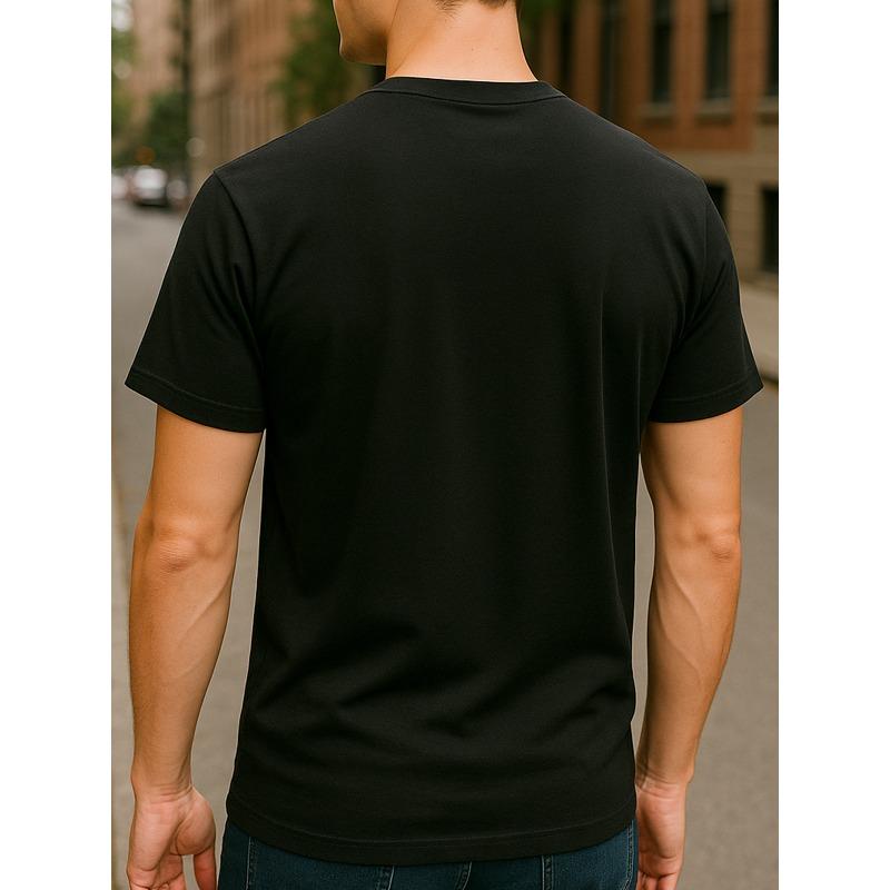 European Sizes [Inspirational T-Shirt] Inspirational Men's Black T-Shirt | Casual Crew Neck, Short Sleeve, Medium Stretch, Summer Wear