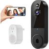 1080P Wireless Video Doorbell Camera, Night Vision, Intelligent AI Detection, Two-Way Audio, 2.4GHz Wi-Fi Support, Chime Included, Battery Powered,