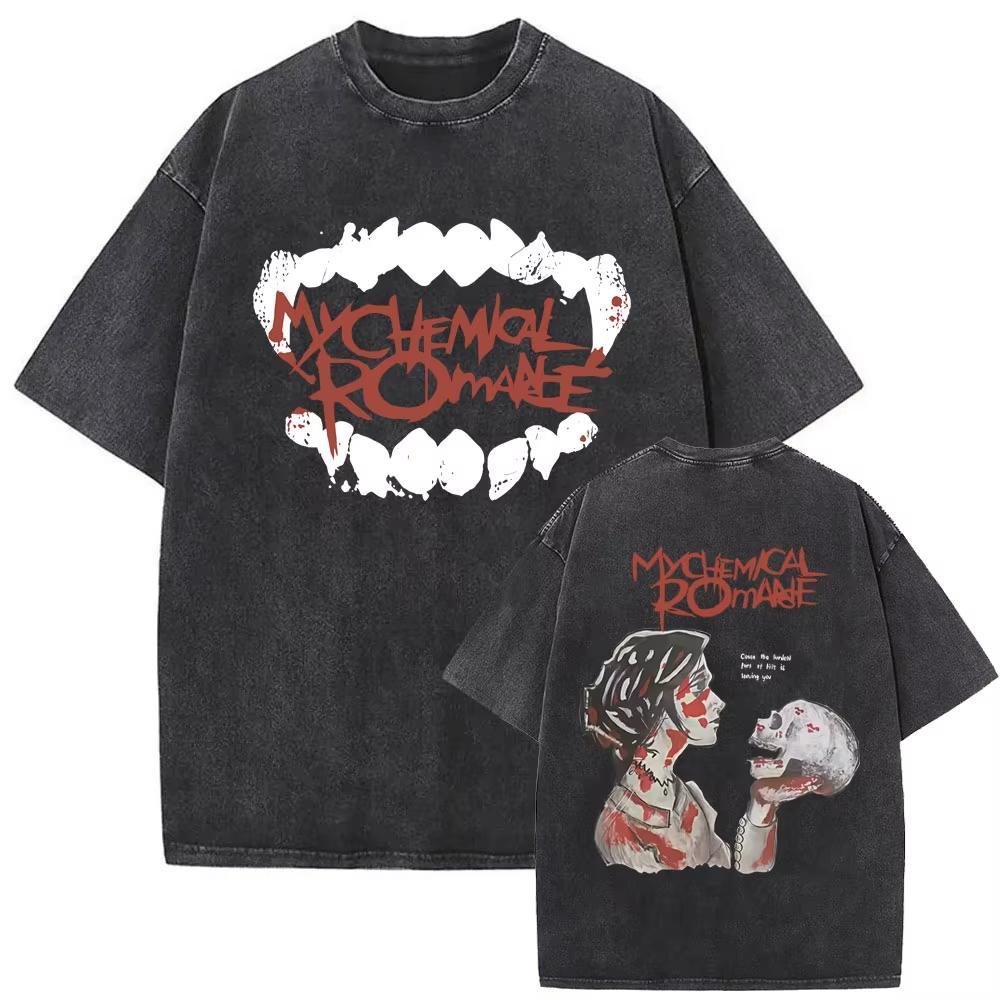 Washed Vintage Rock Band My Chemical Romance The Black Parade Tour  Tshirt Mens Women Fashion Punk Emo Oversized T Shirts