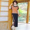 Mom's Summer Chiffon Short-Sleeved Suit: Elegant Two-Piece Top + Pants for Middle-Aged and Elderly Women