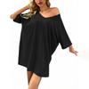 Dameslosse Casual V-hals Korte Mouwen T-shirt Jurk Off-shoulder Jurk