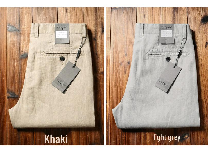 Men's European Summer Breathable 100% Linen Straight-Leg Trousers - Business Casual
