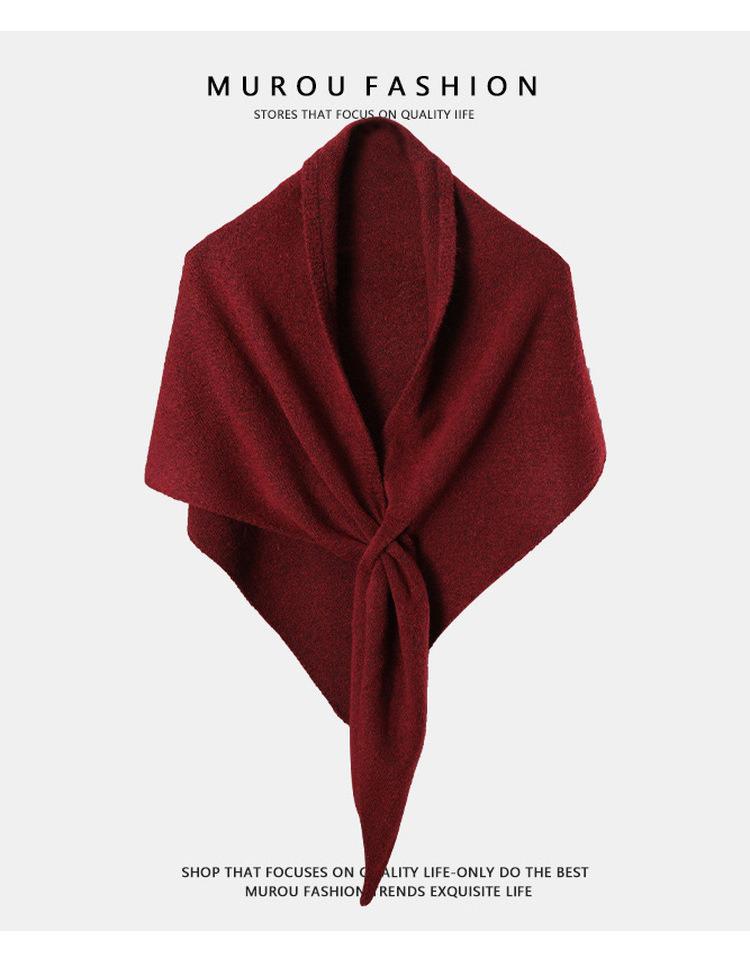 Extra großer roter Dreiecksschal aus Merinowolle - Gestrickte Stola für Damen, Wärme für Herbst/Winter