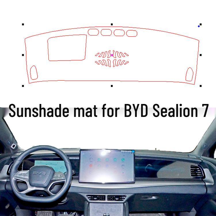 

BYD Sea Lion 06/7 Suede Dashboard Sunshade Mat, Anti-slip Sun Protection Black with Blue Edges