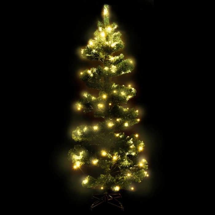 VidaXL Arbre de Noël Hélicoïdal Pré-éclairé et Support, Sapin de Noël avec LED, Décoration de Vacances, Ornement de Fête 344650