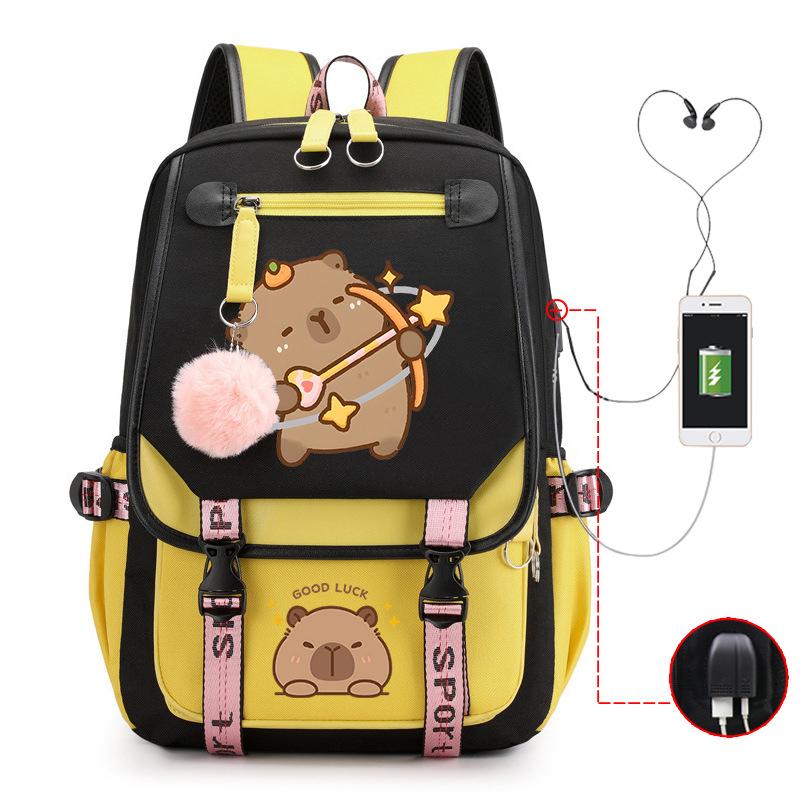 Campus Universal School Bag Kapibara Personality Trend USB Multifunctional Backpack Student New