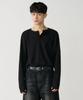 Paseleu Waffle Henley Neck Long Sleeve [Black]