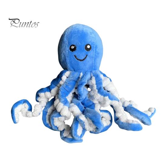 

Большая игрушка для жевания осьминога с пищалкой, интерактивная плюшевая игрушка для собак, игра в перетягивание каната, мягкая игрушка для щенков для маленьких, средних и больших собак светло-синий