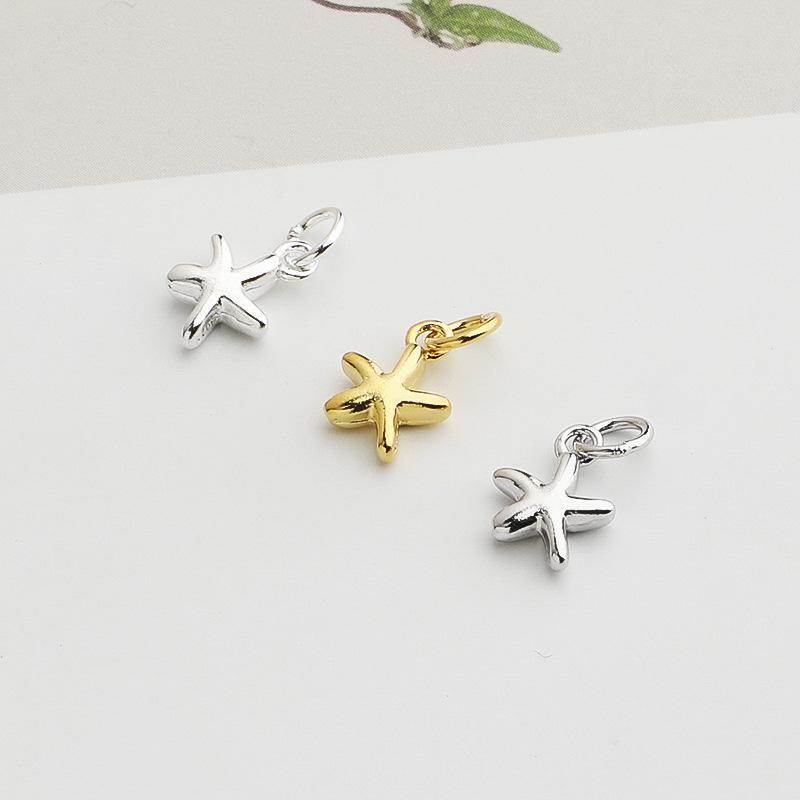Gold-Plated Sterling Silver Starfish Pendant for DIY Beaded Jewelry