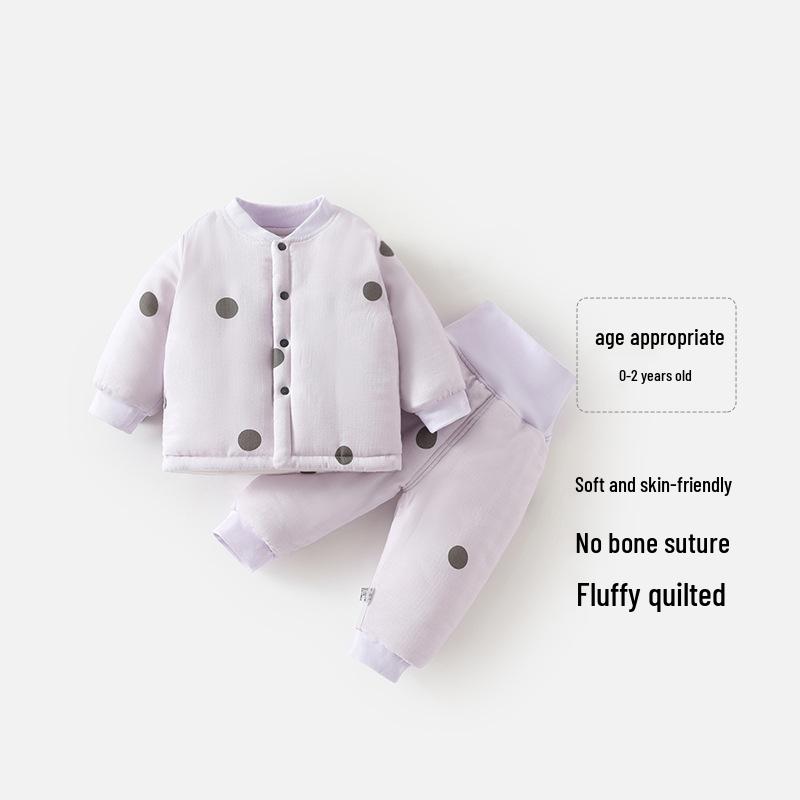 Baby High-Waisted Warm Padded Cotton Set for Autumn/Winter - Boys & Girls 80 cm