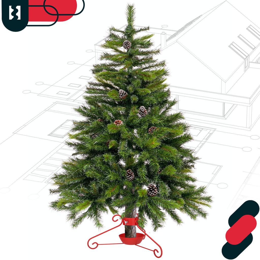 KOTARBAU® Metal Christmas Tree Stand with Water Container, Wrapped, Decorative, Red, 52 x 23 cm
