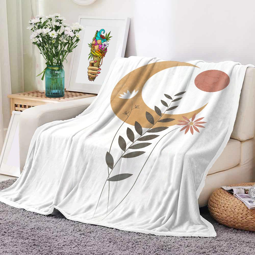 Mondrian Art Digital-printed Polyester Bedroom Velvet Flannel Soft Sofa Cover Blanket Fleece Soft Sofa Cover Blankets for Beds