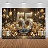 Sfondo per 55° Compleanno Forniture Palloncini Nero Oro 55 Anni Sfondo Decorazione Festa Scintillante Oggetti di Scena per Servizio Fotografico