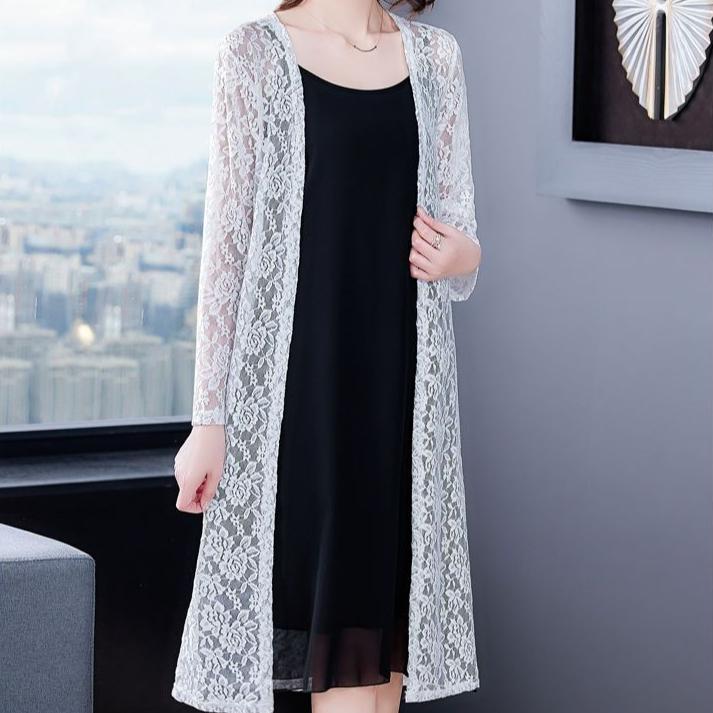 Versatile Temperament for Spring and Summer Slim Sun Protection Lace Cardigan Long Sleeved Sun Protection Clothes Women's Thin and Long Styles