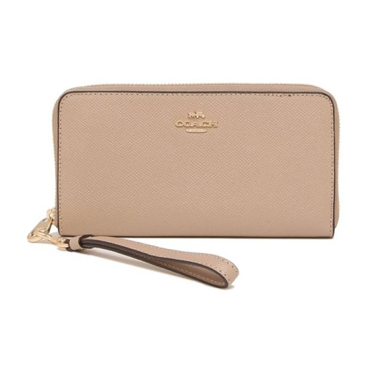 

New COACH Leather Clutch Wallet Women s Milk Tea C3441-IMTAU 19.1*2.5*9.9CM