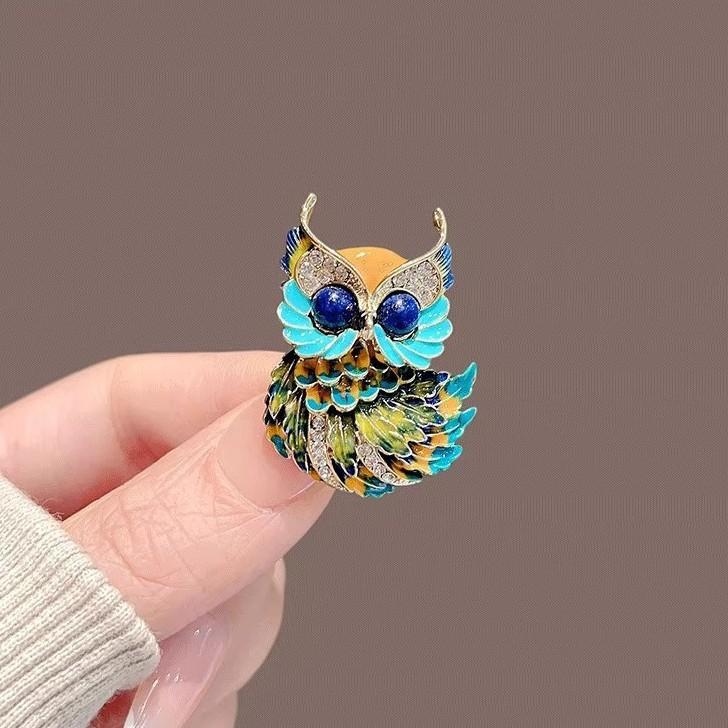Rare Enamel-painted Owl Brooch, High-end for Both Men and Women, Exquisite Corsage