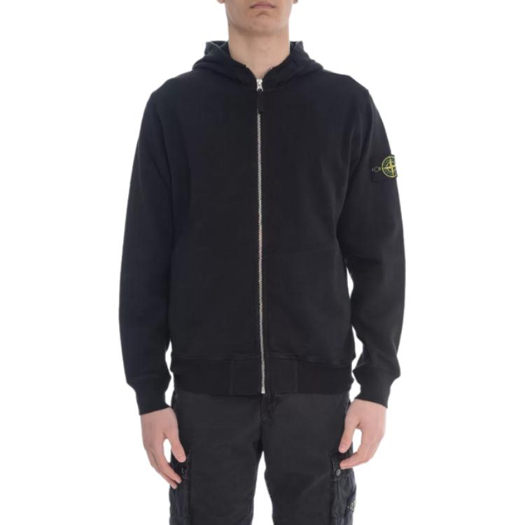 

Stone Island Logo Hooded Zip Long Sleeve Sweatshirt Men sweatshirts Black K1S1561000-21S0060-V0029 XL