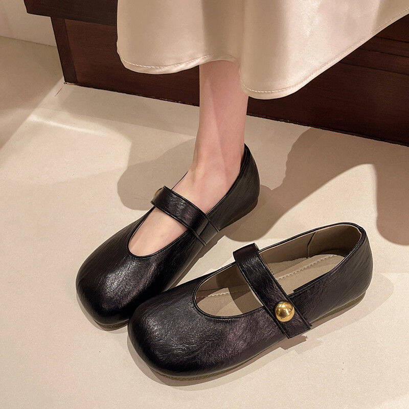 

Крутые тапочки женские голова Мэри Джейн на плоской подошве одинарная обувь женская обувь весна и лето новые мягкая подошва модные ретро Дуду женская обувь 40-41 [one size smaller]