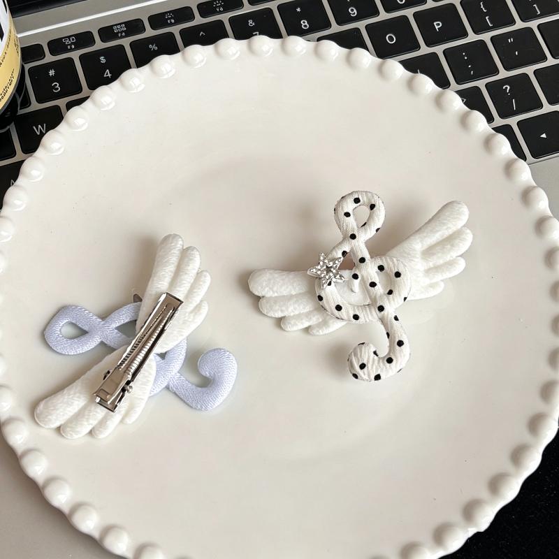 2Pcs Y2K Music Note Wing Hair Clips Cute Retro Side Barrettes Girls Accessories for Birthday Gift